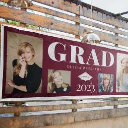 Burgundy White Photo Graduate Class of 2023 Banner