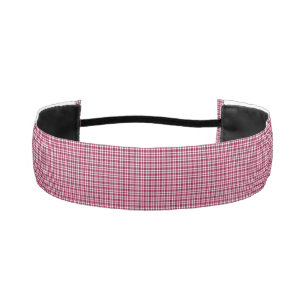 Burgundy White Plaid Pattern Athletic Headband
