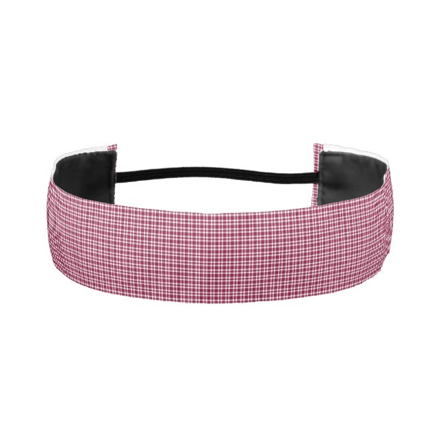 Burgundy White Plaid Pattern Athletic Headband (Front)