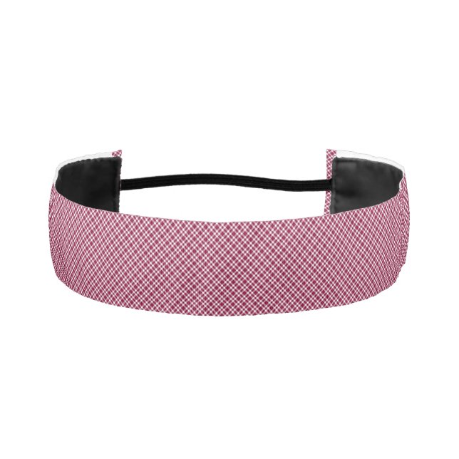 Burgundy White Plaid Pattern Athletic Headband (Front)