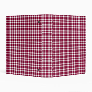 Burgundy White Plaid Pattern Mini Binder