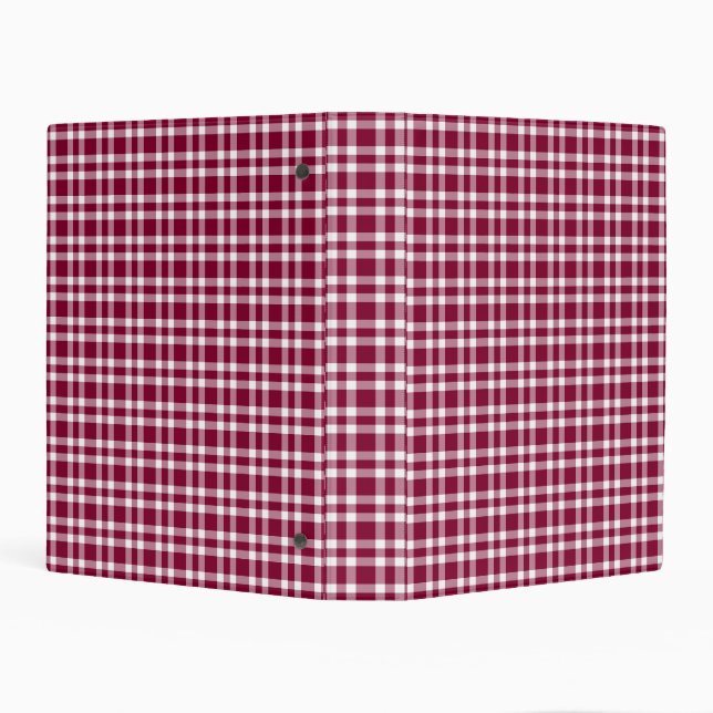 Burgundy White Plaid Pattern Mini Binder (Background)