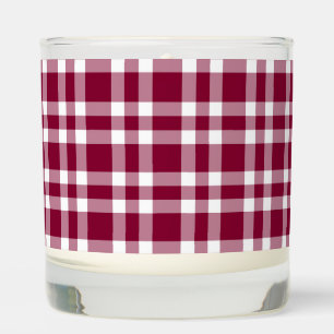 Burgundy White Plaid Pattern Scented Candle