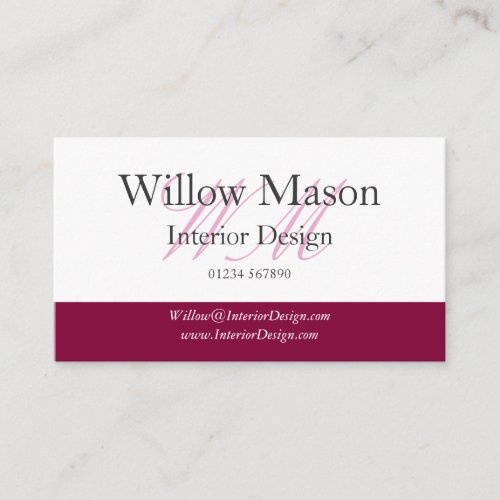 Burgundy &amp; White Professional Business Card