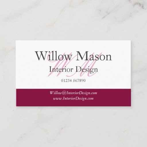 Customizable Burgundy & White Professional Business Card