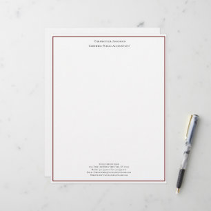 Burgundy White Professional Business Personalized  Letterhead