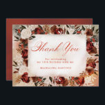 Burgundy White Rose Fall Floral 18th Birthday Thank You Card<br><div class="desc">Elegant burgundy and white roses create a dramatic floral frame for this watercolor birthday thank you card. Traditional calligraphy creates a beautiful mood,  fitting for this special event. Perfect for a fall celebration.</div>