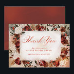 Burgundy White Rose Fall Floral 60th Birthday Thank You Card<br><div class="desc">Elegant burgundy and white roses create a dramatic floral frame for this watercolor birthday thank you card. Traditional calligraphy creates a beautiful mood,  fitting for this special event. Perfect for a fall celebration.</div>