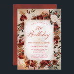 Burgundy White Rose Fall Floral 70th Birthday Invitation<br><div class="desc">Elegant burgundy and white roses create a dramatic floral frame for this watercolor birthday invitation. Traditional calligraphy creates a beautiful mood,  fitting for this special celebration. Perfect for a fall celebration.</div>