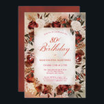 Burgundy White Rose Fall Floral 80th Birthday Invitation<br><div class="desc">Elegant burgundy and white roses create a dramatic floral frame for this watercolor birthday invitation. Traditional calligraphy creates a beautiful mood,  fitting for this special celebration. Perfect for a fall celebration.</div>