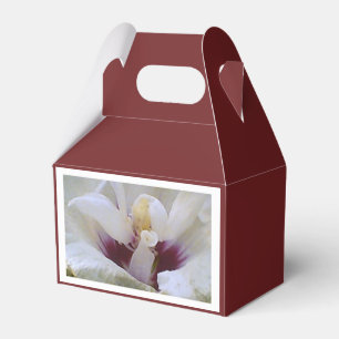 Burgundy White Rose Gift Favor Boxes
