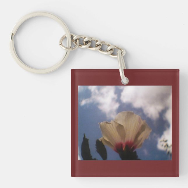 Burgundy White Rose Keychain (Front)