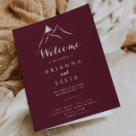 Burgundy White Silhouette Mountain Folded Wedding Program<br><div class="desc">This burgundy white silhouette mountain folded wedding program is perfect for a rustic wedding. The design features  hand-painted clear mountains.

Include a quote or short message,  order of service,  wedding party and thank you message.</div>
