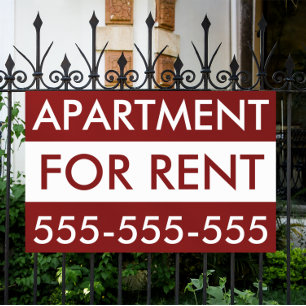 BURGUNDY WHITE SIMPLE APARTMENT CONDO FOR RENT SIGN