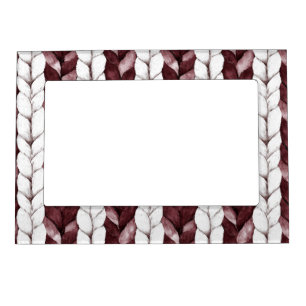 Burgundy White Stripes Christmas Magnetic Frame
