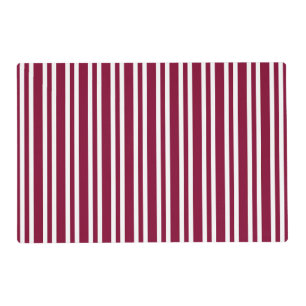 Burgundy White Stripes Pattern Laminated Placemat