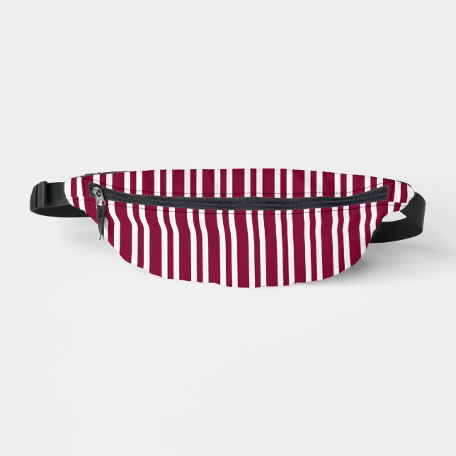 Burgundy White Stripes Seamless Pattern Fanny Pack (Front)