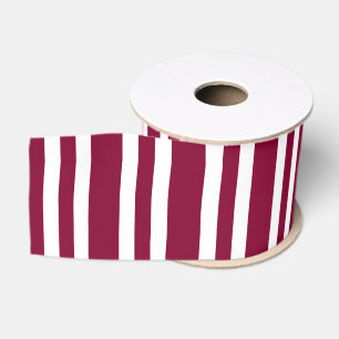 Burgundy White Stripes Seamless Pattern Grosgrain Ribbon