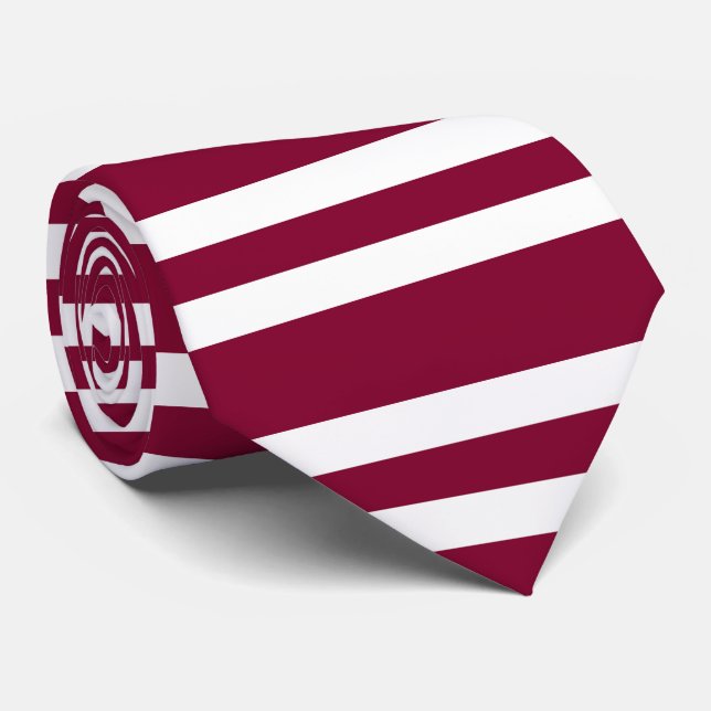 Burgundy White Stripes Seamless Pattern Neck Tie (Rolled)
