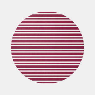 Burgundy White Stripes Seamless Pattern Outdoor Rug