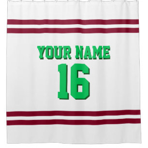 Burgundy White Stripes Sports Jersey Shower Curtain