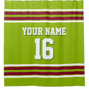 Burgundy White Stripes Sports Jersey Shower Curtain