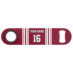 Burgundy White Team Jersey Custom Number Name Bar Key
