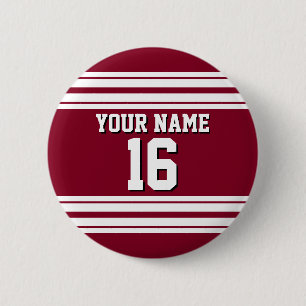 Burgundy White Team Jersey Custom Number Name Button