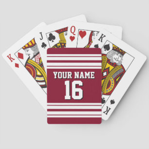 Burgundy White Team Jersey Custom Number Name Poker Cards