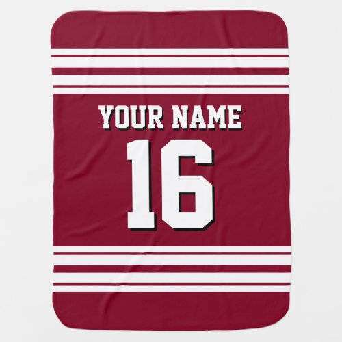 Burgundy White Team Jersey Custom Number Name Stroller Blanket