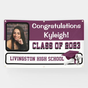 Burgundy & White Vinyl Graduation Banner