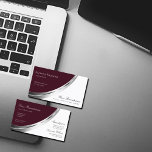 Burgundy White With Decorative Faux Silver Decor Business Card at Zazzle