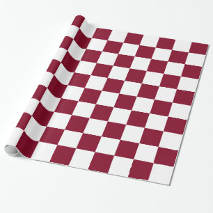 Burgundy White XL Checker Board Pattern Wrapping Paper