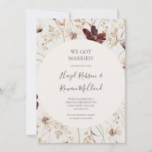 Burgundy Wildflower   Beige Elopement Announcement