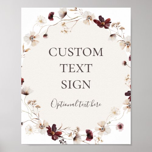 Burgundy Wildflower  Cards and Gifts Custom Sign