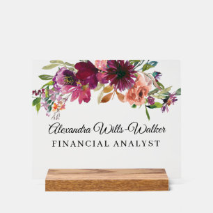 Burgundy Wildflower Floral Acrylic Sign