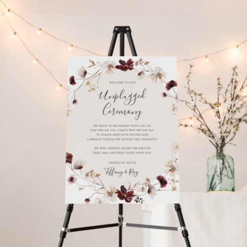 Burgundy Wildflower Unplugged Ceremony Foam Board