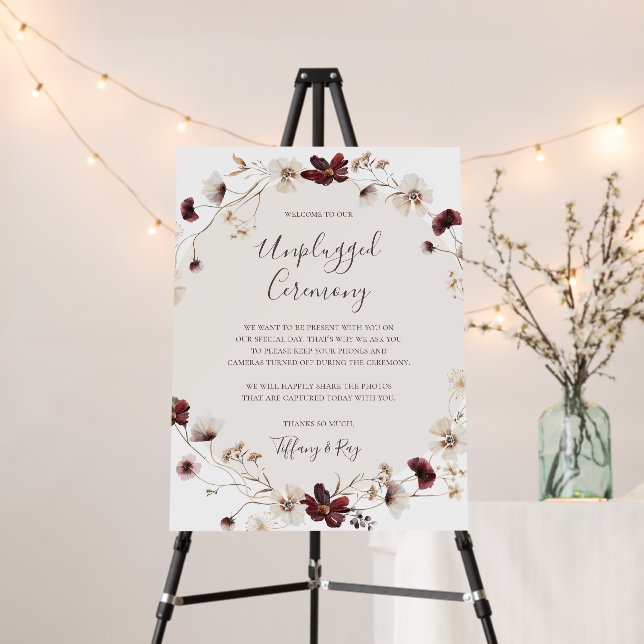 Burgundy Wildflower Unplugged Ceremony Foam Board (In Situ (Stand))