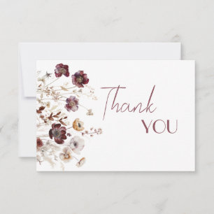 Burgundy Wildflowers Poppy Flower Baby Shower Thank You Card