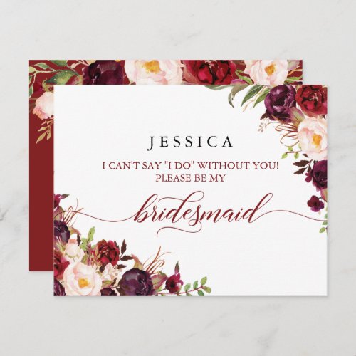 Burgundy Will You Be My Bridesmaid Card