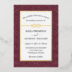 Burgundy Wine African Mudcloth All In One Foil Invitation