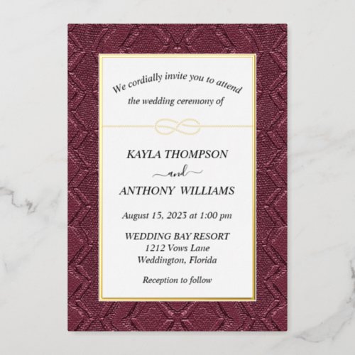 Burgundy Wine African Mudcloth All In One Foil Invitation