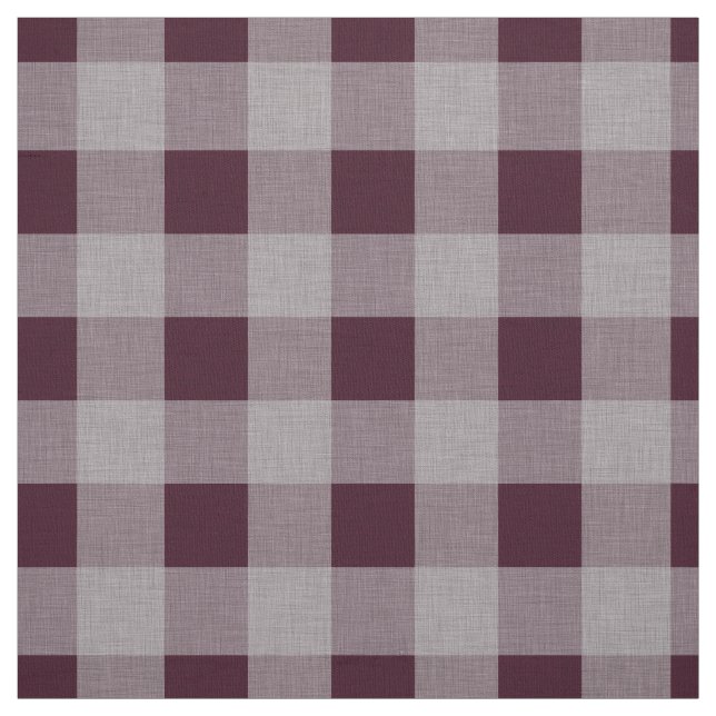 Burgundy Wine and Gray | Large Checks Fabric (Swatch)