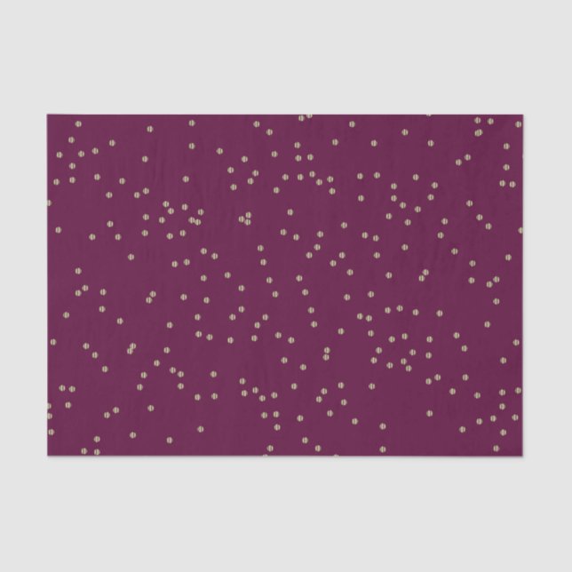 Burgundy Wine and Metallic Gold Dot Splatter Tissue Paper (Front)