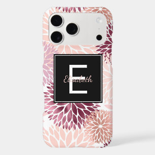 Burgundy Wine and Pink Watercolor Floral Monogram iPhone 17 Pro Max Case