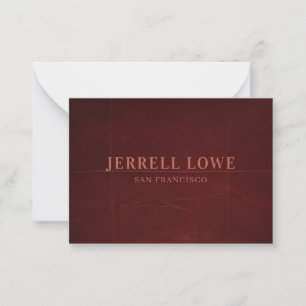 Burgundy Wine Color Vintage Leather Elegant Note Card
