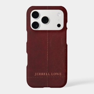 Burgundy Wine Color Vintage Leather Personalized iPhone 17 Pro Case