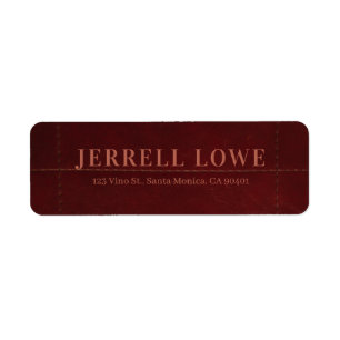 Burgundy Wine Color Vintage Leather Personalized Label