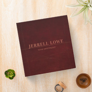 Burgundy Wine Color Vintage Leather Professional 3 Ring Binder