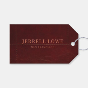 Burgundy Wine Color Vintage Leather Professional Gift Tags